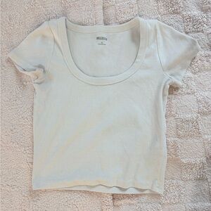 Hollister Cream Ribbed Scoop Neck Top